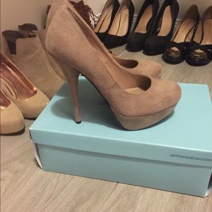 Suede nude heels